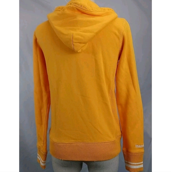 Mitchell & Ness Gold Yellow Distressed Throw Back Hoodie Jacket Women's Small - Picture 9 of 11